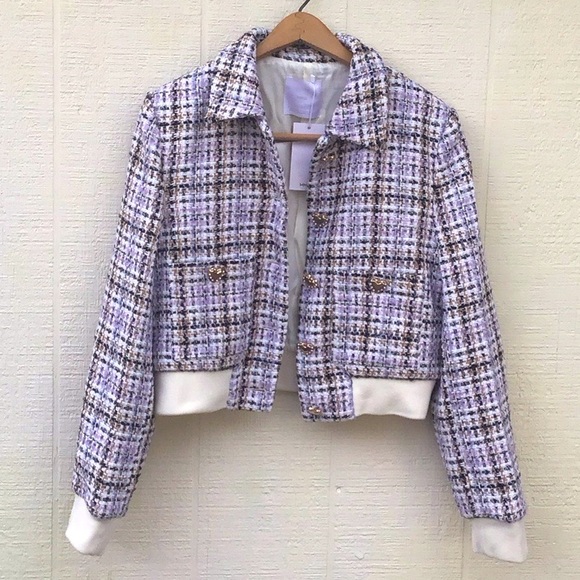 Mango Helen tweed heart button bomber jacket - Picture 3 of 16